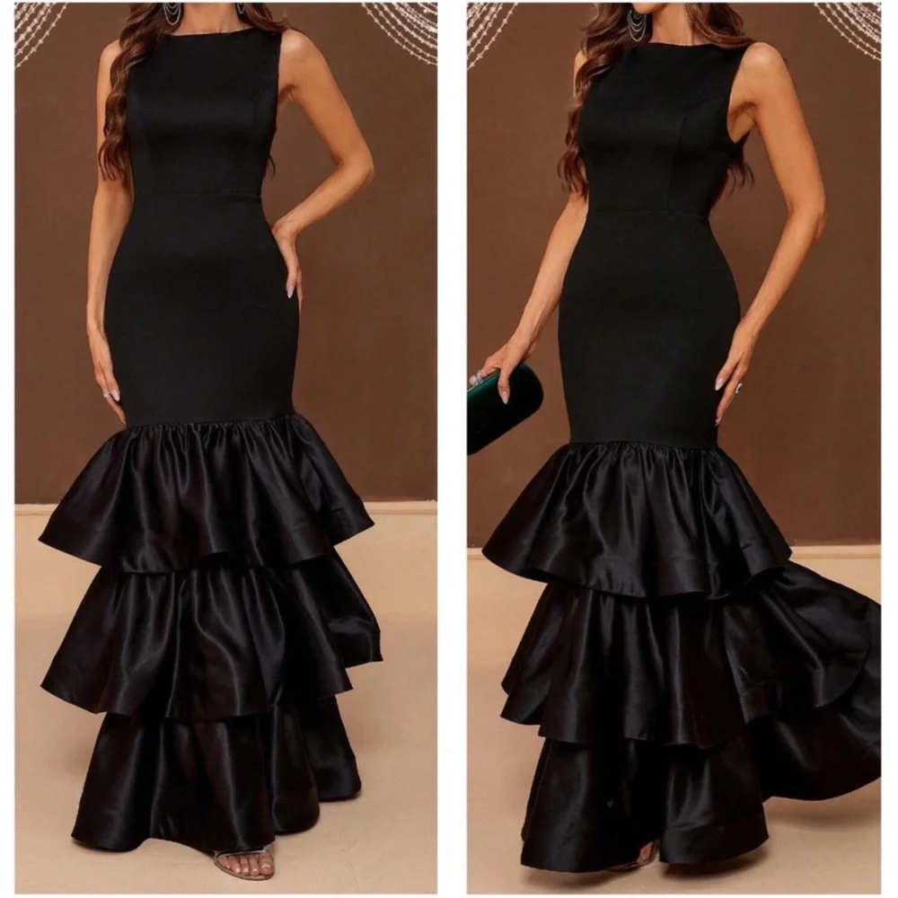 Luxe Ruffle Hem Sleeveless Party Formal Wedding Dress XS S M L - Picture 1 of 3
